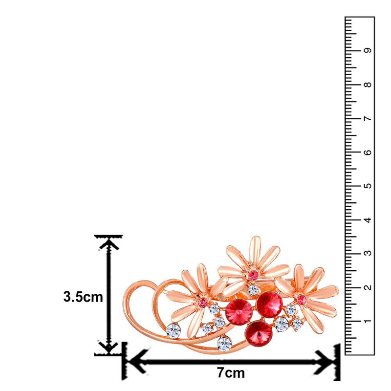 Mahi Rosegold Plated Floral Shaped Crystal Studded Saree Pin / Wedding Brooch for Women (BP1101138ZPin)