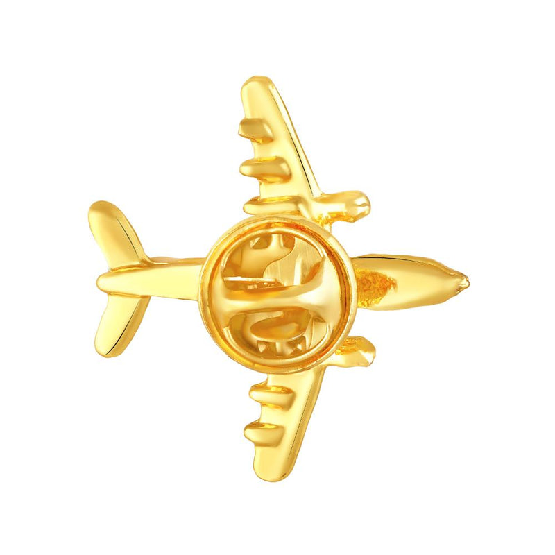 Mahi Small Aeroplane Shape Lapel Pin Brooch with Gold Plating for Men (BP1101183G)