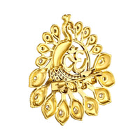 Mahi Om Peacock-Shaped Gold Plated Designer Brooch for Men & Women | Spiritual Peacock-Theme Pin with Blue & Green Crystals (BP1101239G)