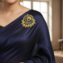 Mahi Om Peacock-Shaped Gold Plated Designer Brooch for Men & Women | Spiritual Peacock-Theme Pin with Blue & Green Crystals (BP1101239G)