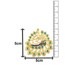 Mahi Om Peacock-Shaped Gold Plated Designer Brooch for Men & Women | Spiritual Peacock-Theme Pin with Blue & Green Crystals (BP1101239G)
