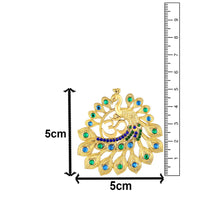 Mahi Om Peacock-Shaped Gold Plated Designer Brooch for Men & Women | Spiritual Peacock-Theme Pin with Blue & Green Crystals (BP1101239G)