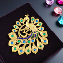 Mahi Om Peacock-Shaped Gold Plated Designer Brooch for Men & Women | Spiritual Peacock-Theme Pin with Blue & Green Crystals (BP1101239G)