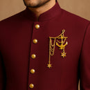 Mahi Nautica Anchor Layered Chain Gold Plated Kurta Sherwani Wedding Brooch for Men with Ship Wheel and Crystal Stones (BP1101252G)