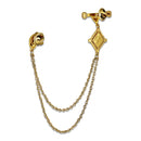 Mahi Gold-Tone Horse-Head-Shaped Dual Layer Chain / Kurta Sherwani Wedding Brooch for Men with Maroon Enamel & Crystal Accent (BP1101253GMar)