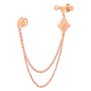 Mahi Rose Gold-Tone Horse-Head-Shaped Dual Layer Chain / Kurta Sherwani Wedding Brooch for Men with Green Enamel & Crystal Accent (BP1101254ZGre)