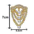 Mahi Regal Cascade Gold-Tone Triple Layered Teardrop Crystal Studded Kurta Sherwani Wedding Brooch for Men (BP1101256GWhi)