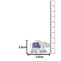 Mahi Silver Tone Royal Elephant-Shaped Unisex Wedding Brooch / Kurta Sherwani with Blue Enamel Meenakari Work (BP1101258RBlu)