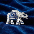 Mahi Silver Tone Royal Elephant-Shaped Unisex Wedding Brooch / Kurta Sherwani with Blue Enamel Meenakari Work (BP1101258RBlu)