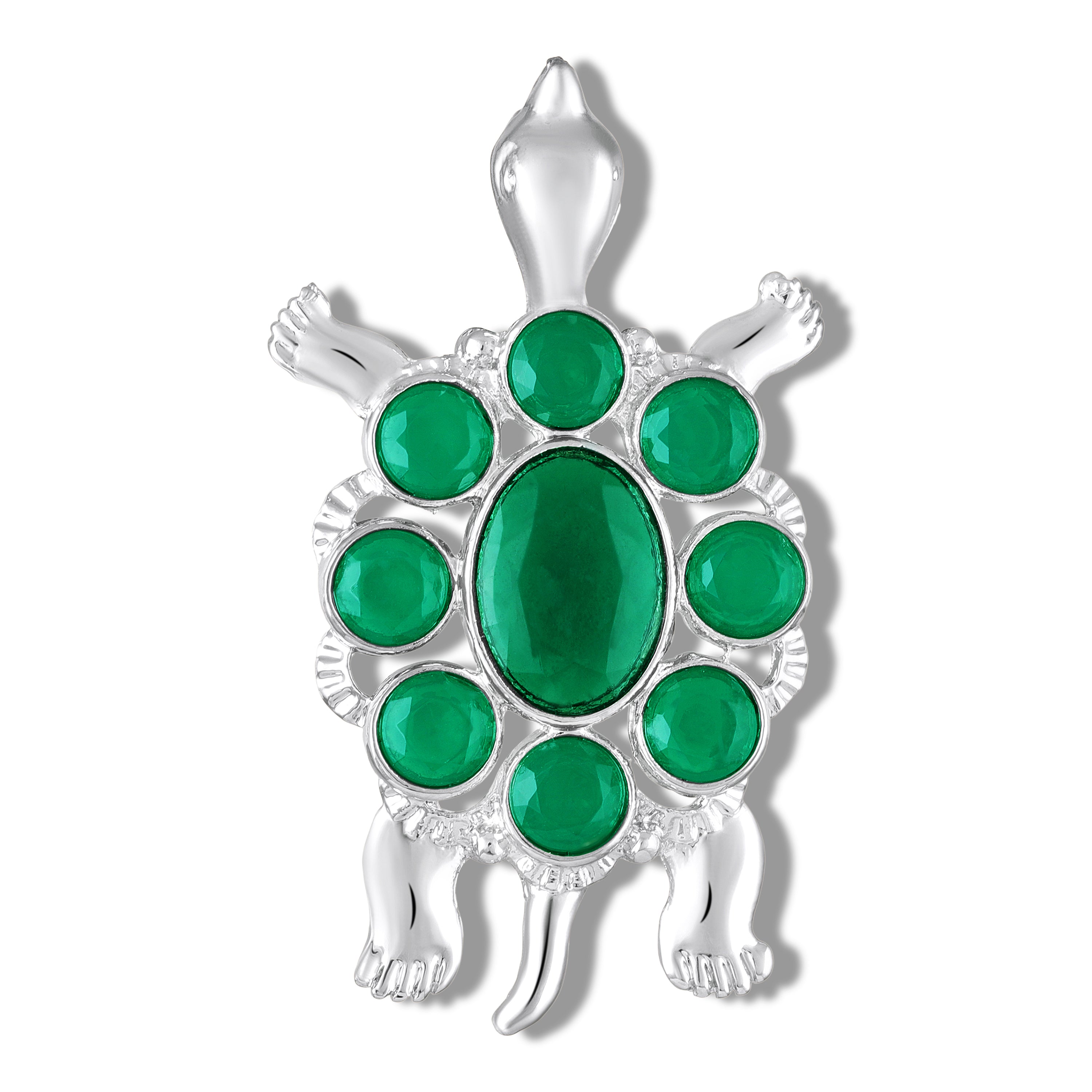 Mahi Green Crystals Stuffed Turtle-Shaped Lapel Pin / Brooch for Mens and Women (BP1101259RGre)