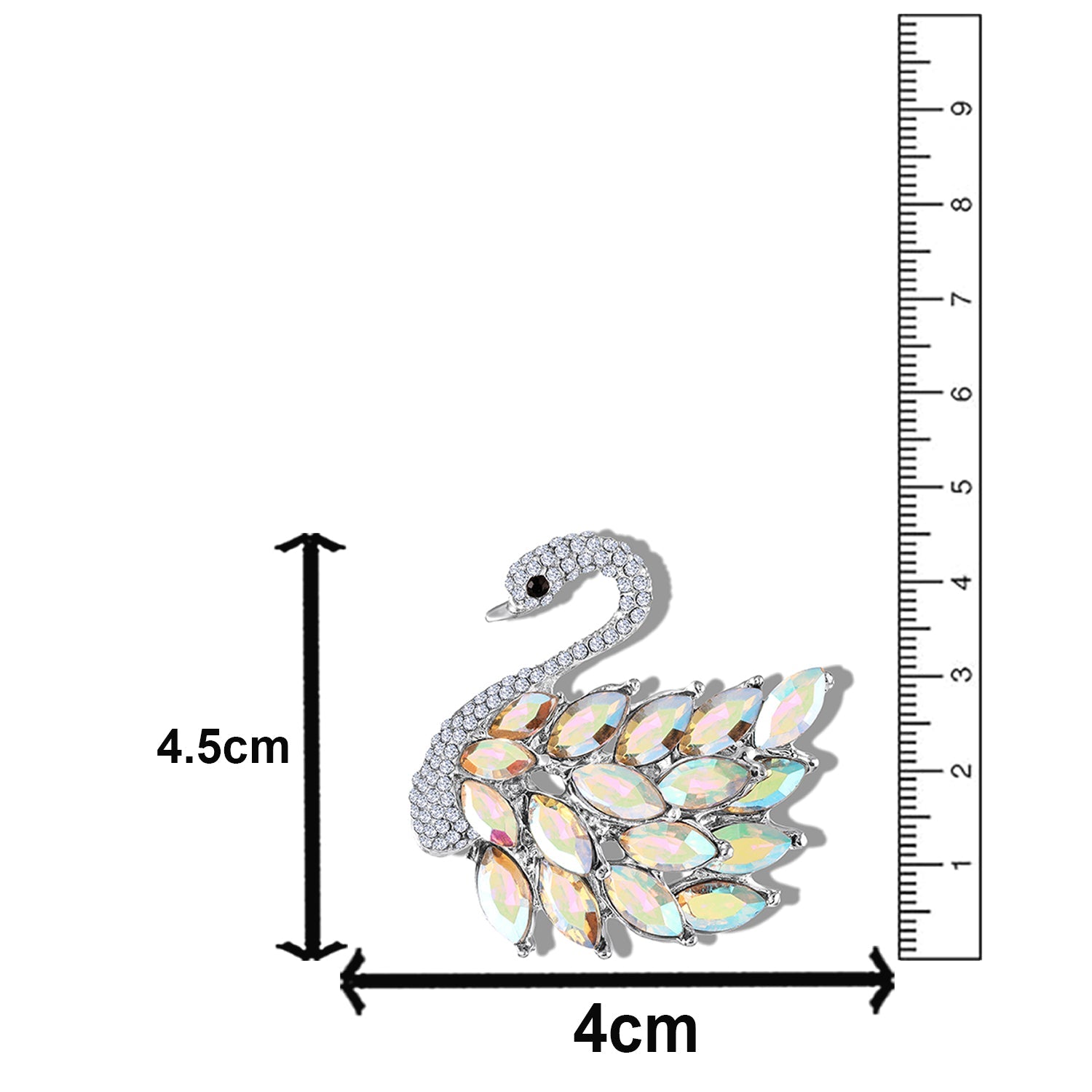 Mahi Sparkling White AB Crystals Swan-Shaped Brooch Clothing Accessories for Women | Saree Pin / Blazer Pin (BP1101265RWab)