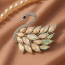 Mahi Sparkling White AB Crystals Swan-Shaped Brooch Clothing Accessories for Women | Saree Pin / Blazer Pin (BP1101265RWab)