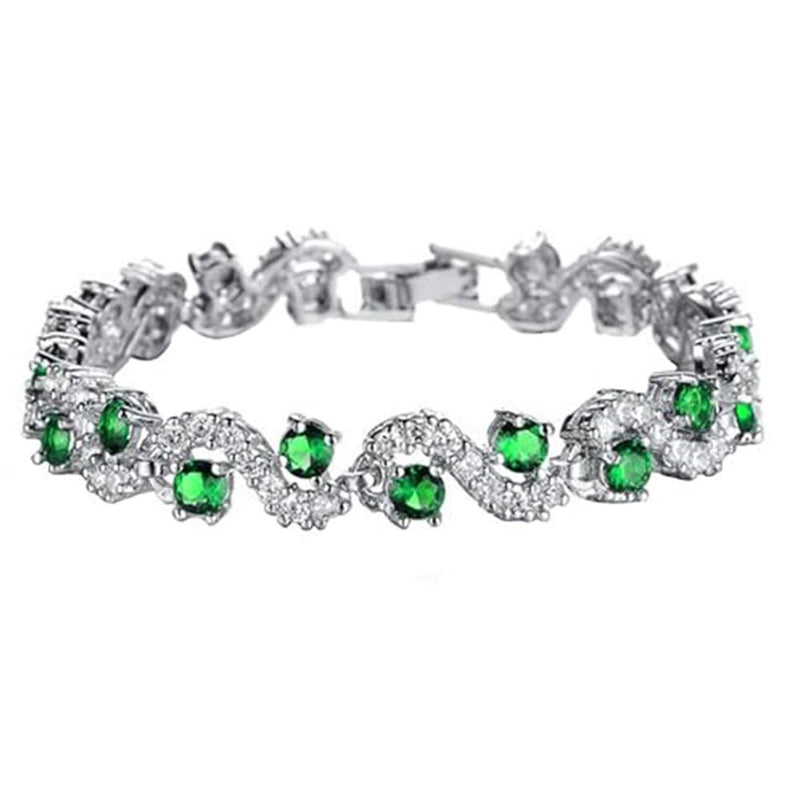 Mahi Rhodium Plated Green and White Crystals Studded Kada / Bracelet for Women (BR1101046RGre)