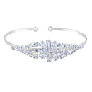 Mahi Rhodium Plated Floral Design White Cubic Zriconia CZ Studded Adjustable Kada / Bracelet for Women (BR1101051RWhi)