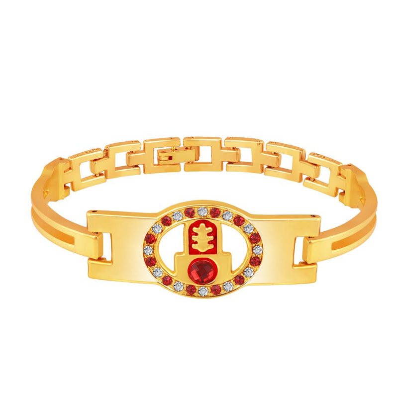 Mahi Shivling Bracelet with Meenakari Work and Red White Crystals for Men and Women (BR1101068G)