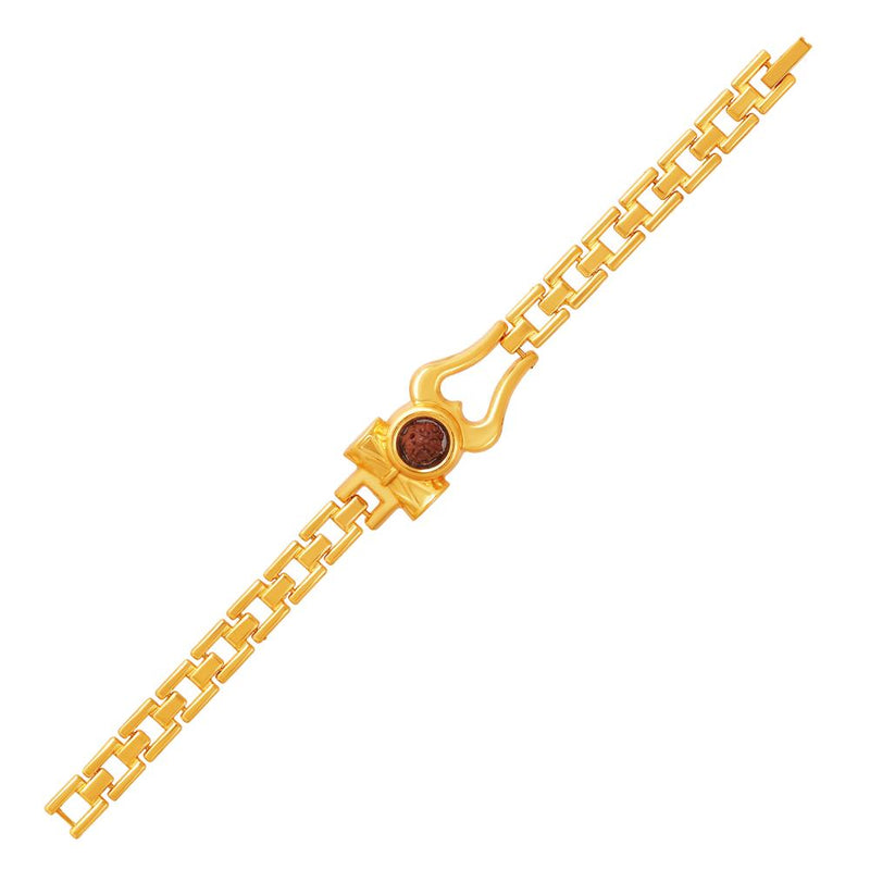 Mahi Gold Plated Lord Shiva Trishul and Damroo Unisex Bracelet with Rudraksha (BR1101069G)