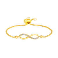 Mahi Infinity Adjustable Bolo Bracelet with Gold Plating for Women & Girls | Crystal-Studded Charm (BR1101091GWhi)