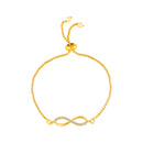 Mahi Infinity Adjustable Bolo Bracelet with Gold Plating for Women & Girls | Crystal-Studded Charm (BR1101091GWhi)