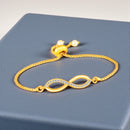 Mahi Infinity Adjustable Bolo Bracelet with Gold Plating for Women & Girls | Crystal-Studded Charm (BR1101091GWhi)