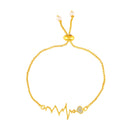 Mahi Pulse of Love Heartbeat Bracelet | Gold Plated Crystal Studded Heart for Women | Adjustable Slider (BR1101092GWhi)
