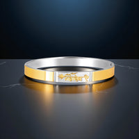 Mahi Stylish Golden & Silver Kada Mahadev Engraved Religious Elegant Kada Bracelet for Men (BR1101094M)