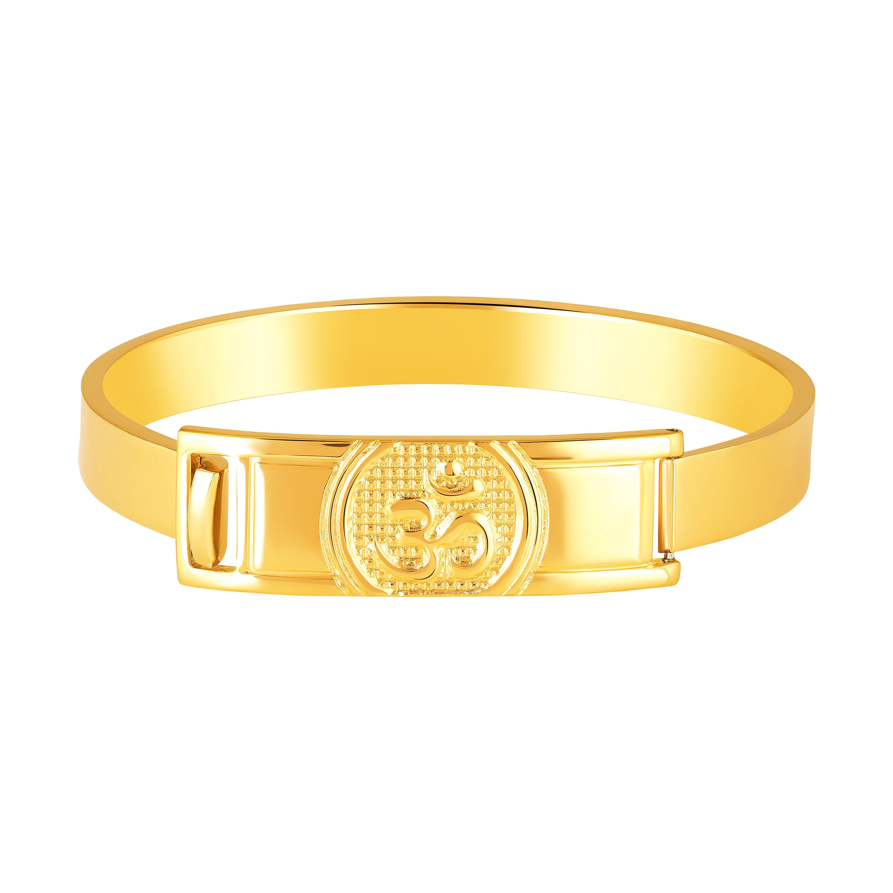 Mahi Gold Plated Om Bracelet Kada Spiritual Jewellery for Men (BR1101095G)
