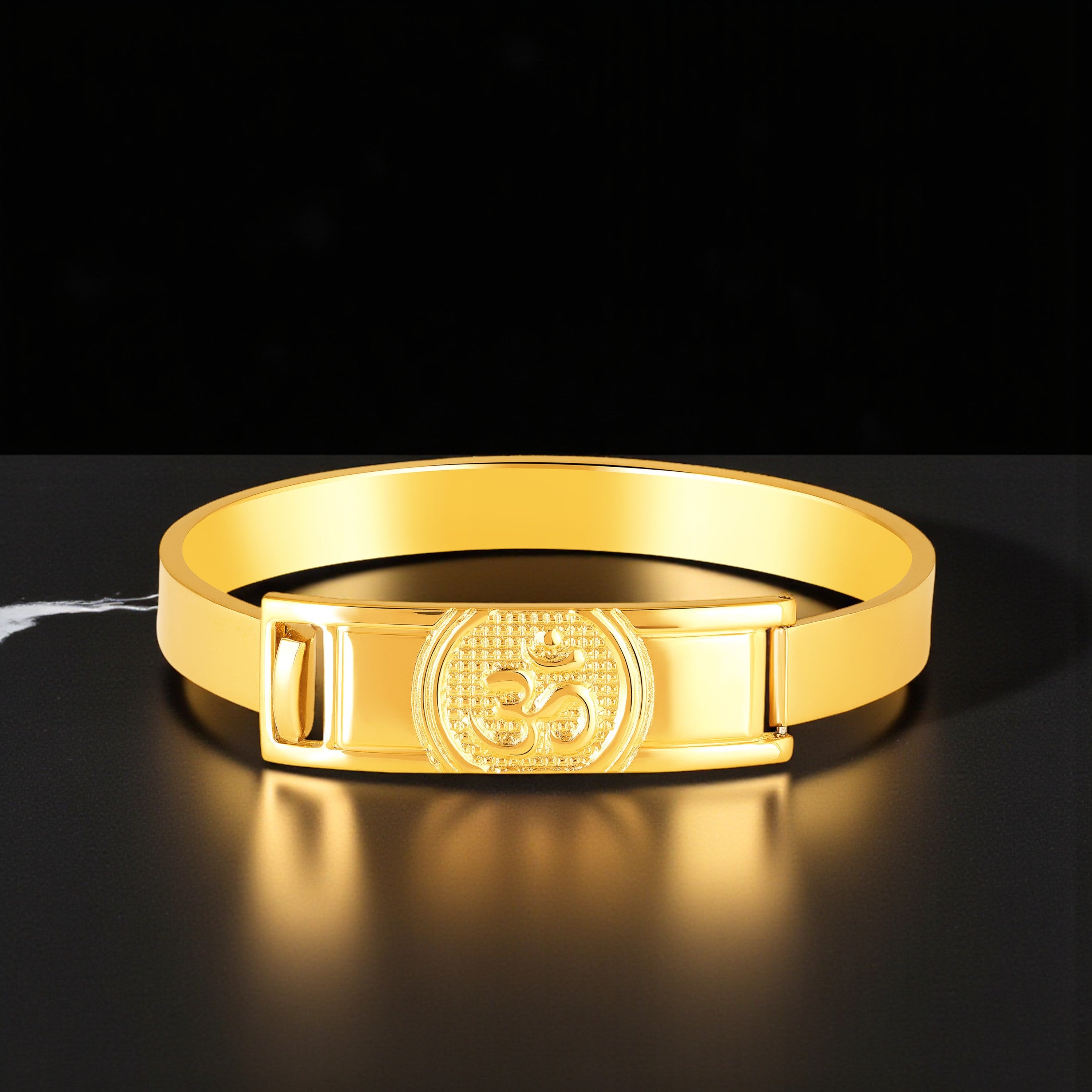 Mahi Gold Plated Om Bracelet Kada Spiritual Jewellery for Men (BR1101095G)