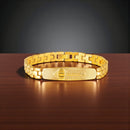 Mahi Men’s Gold Plated Designer Bracelet Premium Hanuman Gada Textured Chain Link Kada Style Bracelet for Men (BR1101096G)