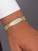 Mahi Men’s Dual Tone Designer Bracelet Premium Trishul Textured Chain Link Kada Style Bracelet for Men (BR1101097M)