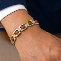 Mahi Stylish Silver & Gold Plated Spiritual Wristwear Premium Link Design Rudraksha Bracelet for Men (BR1101098M)