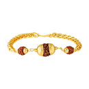 Mahi Adjustable Chain Style | Traditional Religious Gold Plated Rudraksha Bracelet for Daily Wear (BR1101099G)