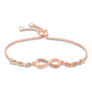 Mahi Adjustable Infinity Bracelet with Elegant White Crystal and Rose Gold Plating Bracelet for Women (BR1101101ZWhi)
