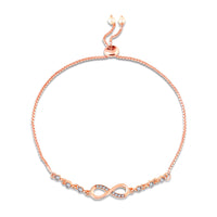 Mahi Adjustable Infinity Bracelet with Elegant White Crystal and Rose Gold Plating Bracelet for Women (BR1101101ZWhi)