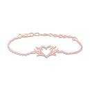 Mahi Rose Gold-Plated Tiny White Crystals Studded Valentine Gift Heart Bracelet | Free Size for Women (BR1101102ZWhi)
