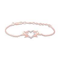 Mahi Rose Gold-Plated Tiny White Crystals Studded Valentine Gift Heart Bracelet | Free Size for Women (BR1101102ZWhi)
