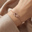 Mahi Rose Gold-Plated Tiny White Crystals Studded Valentine Gift Heart Bracelet | Free Size for Women (BR1101102ZWhi)