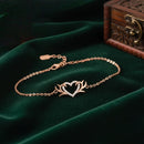 Mahi Rose Gold-Plated Tiny White Crystals Studded Valentine Gift Heart Bracelet | Free Size for Women (BR1101102ZWhi)