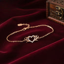Mahi Rose Gold-Plated Tiny White Crystals Studded Valentine Gift Heart Bracelet | Free Size for Women (BR1101102ZWhi)