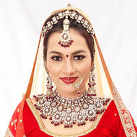 Knigght Angel Gold Plated Royal Kundan Stone And Beads Semi Bridal Necklace Set
