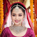 Knigght Angel Gold Plated Royal Kundan Stone And Beads Semi Bridal Necklace Set