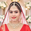 Knigght Angel Gold Plated Royal Kundan Stone And Beads Semi Bridal Necklace Set
