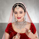 Knigght Angel Gold Plated Royal Kundan Stone And Beads Semi Bridal Necklace Set