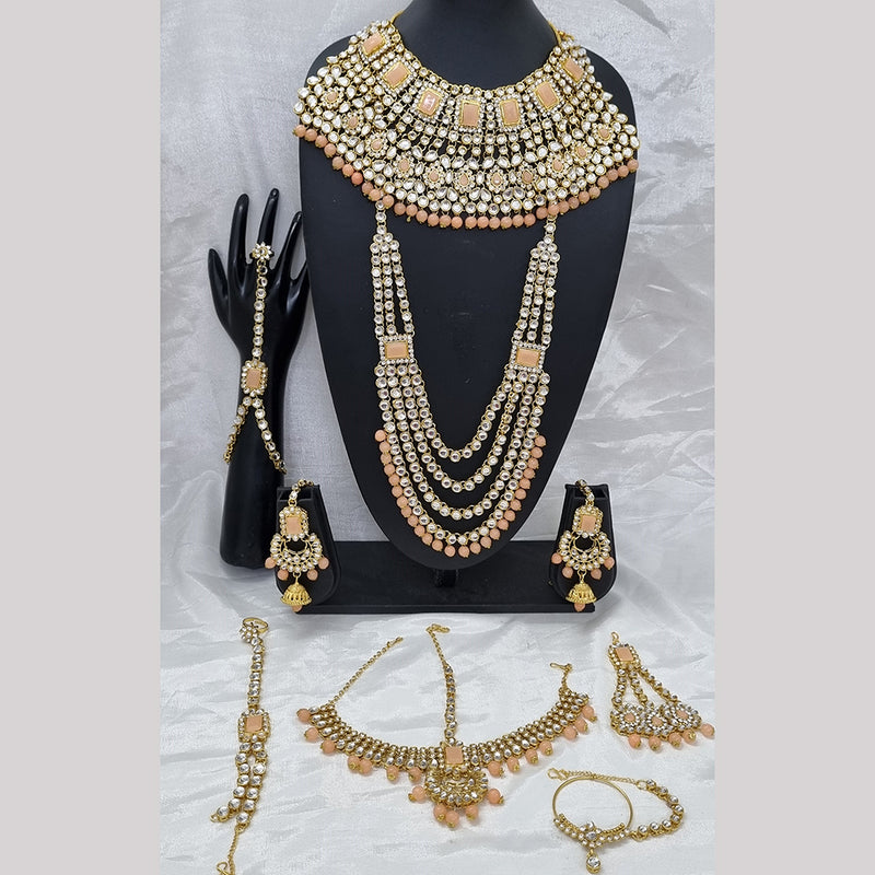 Gehana Mahal Gold Plated Timeless Indian Bridal Jewellery Peach