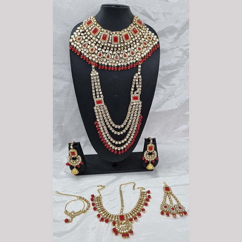 Gehana Mahal Gold Plated Timeless Indian Bridal Jewellery Red