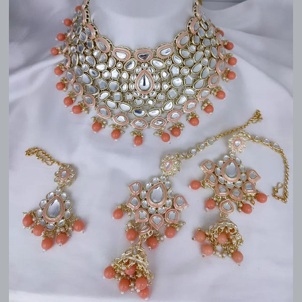 Gehana Mahal Gold Plated Kundan Stone Necklace Set