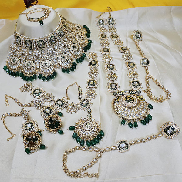 Gehana Mahal Gold Plated Kundan Stone And Beads Bridal Set