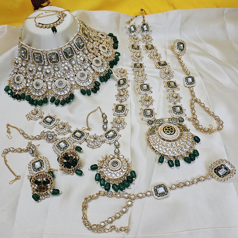 Gehana Mahal Gold Plated Kundan Stone And Beads Bridal Set