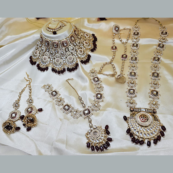 Gehana Mahal Gold Plated Kundan Stone And Beads Bridal Set