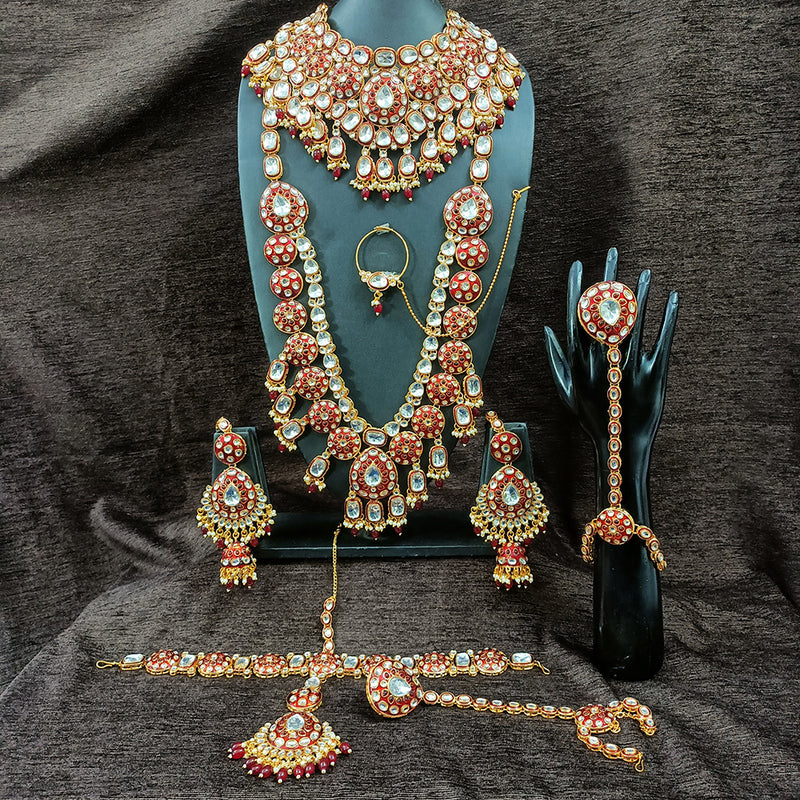 Gehana Mahal Gold Plated Kundan Stone And Meenakari Bridal Set