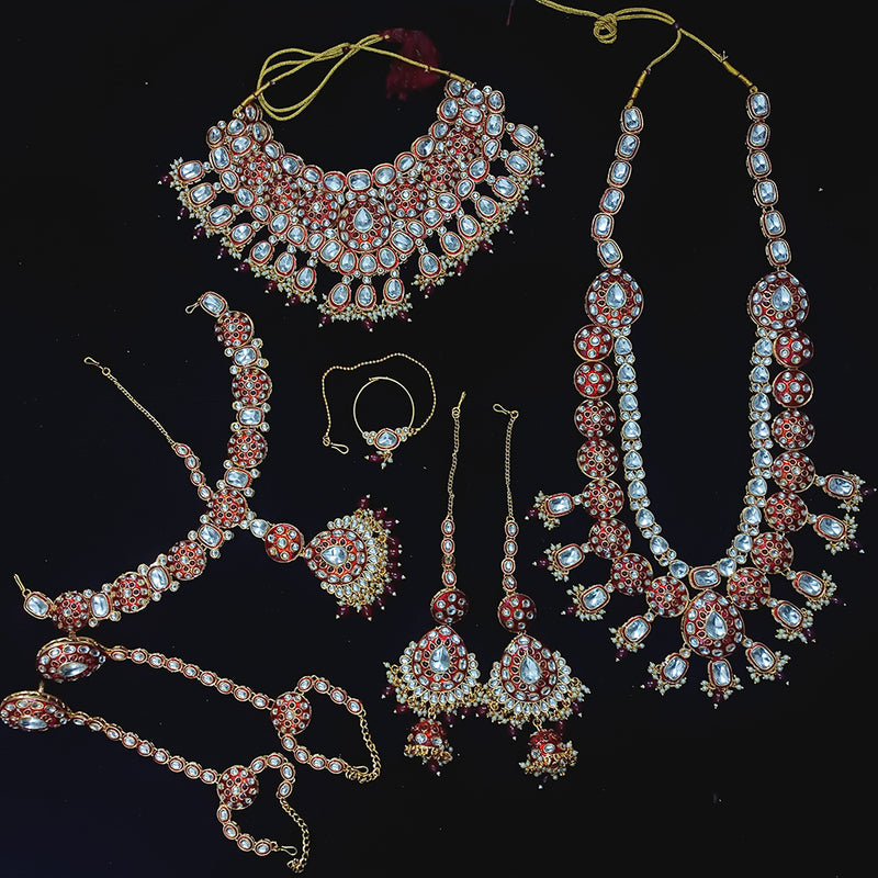 Gehana Mahal Gold Plated Kundan Stone And Meenakari Bridal Set